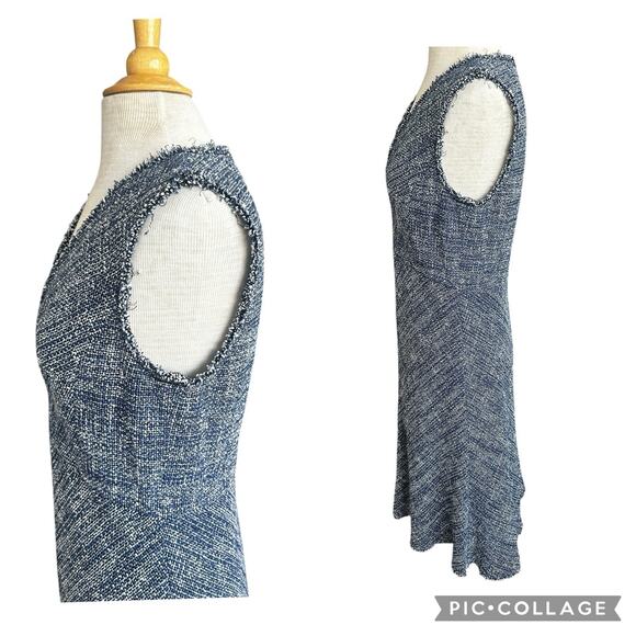 REBECCA TAYLOR Tweed Dress Navy Sleeveless Fit & Flare Fringe Women’s Size 8 NEW - Picture 12 of 16